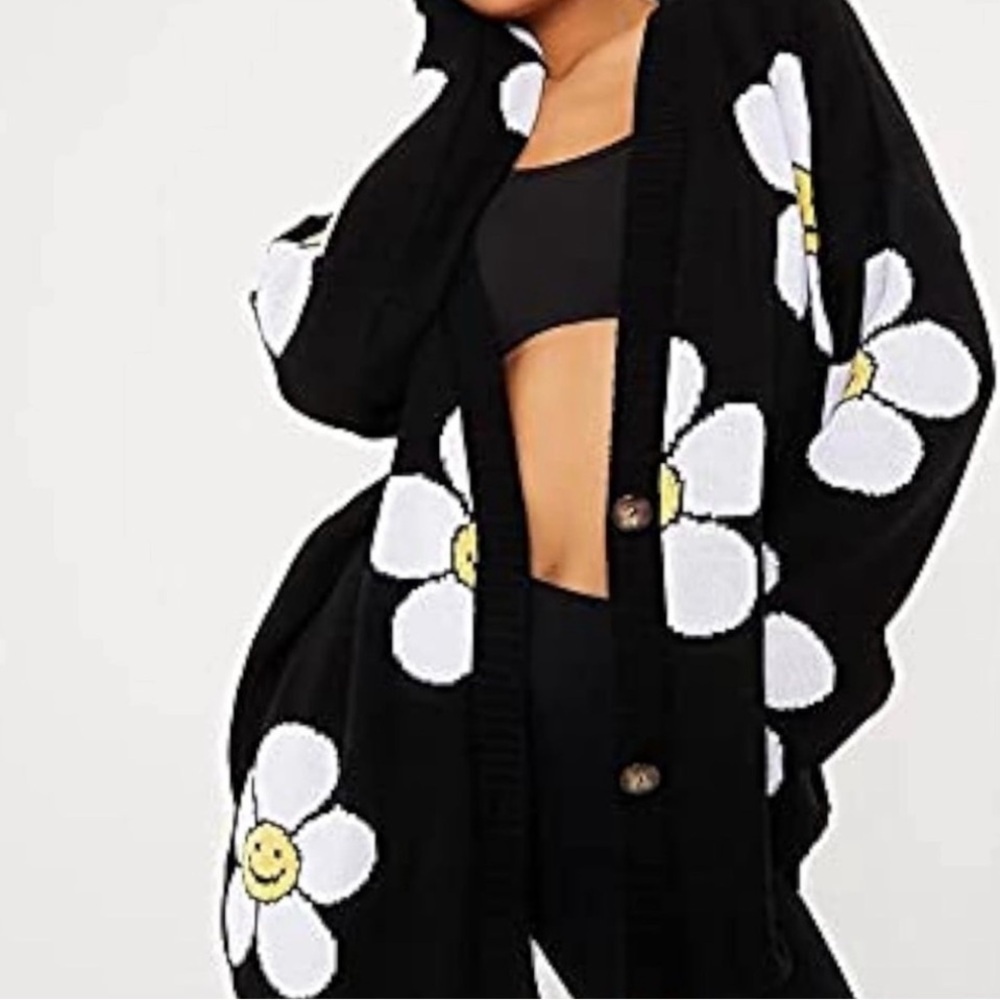 Black Floral Women's Sweater